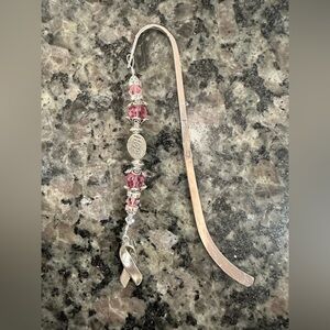 Hand Crafted Swarovski Crystal Breast Cancer Awareness Bookmark